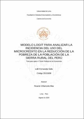 Modelo logit para analizar la incidencia del uso del microcrédito en la  reducción de la pobreza de la población de la sierra rural del Perú
