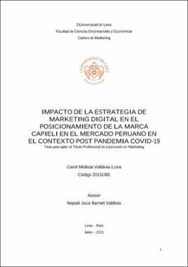 Impacto de la estrategia de marketing digital en el posicionamiento de la  marca Capieli en el mercado peruano en el contexto post pandemia Covid-19
