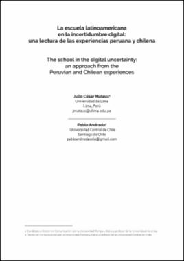 La escuela latinoamericana en la incertidumbre digital: una lectura de las experiencias peruana y chilena